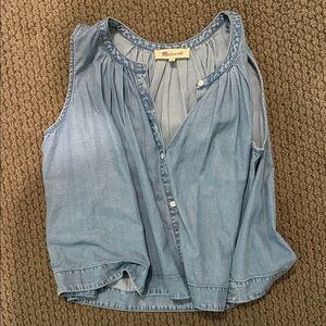 Madewell Light Blue Denim-Effect Sleeveless Button Front Camisole